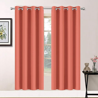 Yakamok Room Darkening Curtains 52x72 inch Length Coral Orange-Living Room | 2 by Yakamok