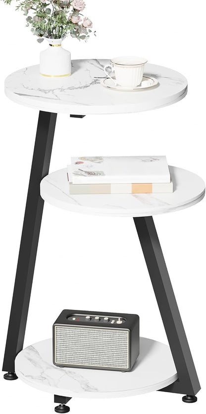 BEWISHOME Round End Table Marble Side Table by BEWISHOME