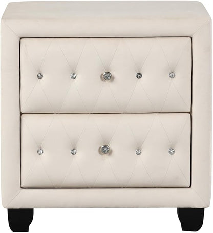 Sophia Modern Style Crystal Tufted 2-Drawer Nightstand Upholstered by MatrixFurnitureGroup