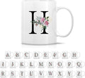 Retreez Initial A-Z Floral Botanical Bouquet Alphabet Monogrammed Monogram Mug 11 Oz Ceramic Tea Coffee Mugs - Appreciation Thank You Wedding Birthday Gifts for her friend coworker sister - H Initial