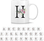 Retreez Initial A-Z Floral Botanical Bouquet Alphabet Monogrammed Monogram Mug 11 Oz Ceramic Tea Coffee Mugs - Appreciation Thank You Wedding Birthday Gifts for her friend coworker sister - H Initial
