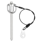 uxcell 1 Pcs Quick Release Pin, 6.3x75mm(Dia. x L) Push-Button Ball Locking Pin 304 Stainless Steel Ring Handle Locking Pin with Wire for Audio Bimini Top Marine, Silver