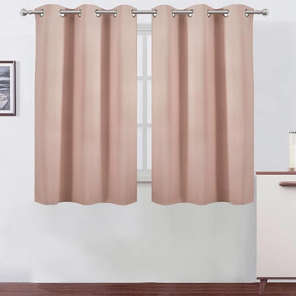 Blush Blackout Curtains/38 x 54 Inch/Set of Two Panels Grommet Living Room by Lemomo