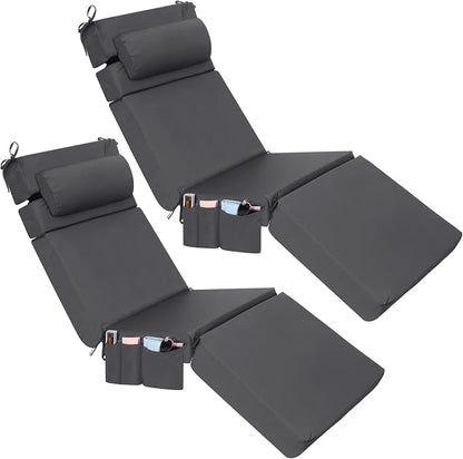 Wenqik 2 Pcs Outdoor Chaise Lounge Cushion by Wenqik