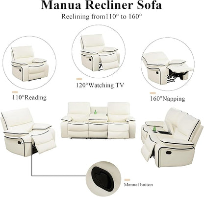 3-Piece Recliner Sofa Set, Adjustable Leather Recliner - Image 5
