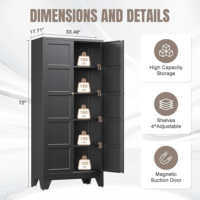 Yizosh Metal Pantry Cabinet, - Image 2