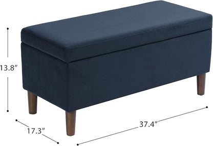 HomePop Malmo Decorative Storage Bench -Blue Velvet - Image 3