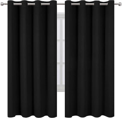 Black Thermal Blackout Curtains/52 x 72 Inch/Set of 2 Panels Room Darkening - Image 2