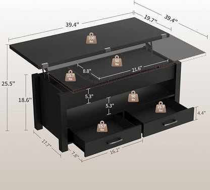 Garvee 40" Coffee Table Lift Top, Converts to Dining Table - Image 3