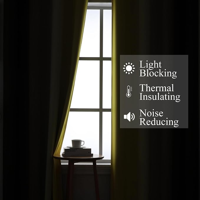 Brown and Yellow Blackout Curtains 52Wx84L Inch 2 Panels | Thermal Insulated - Image 3