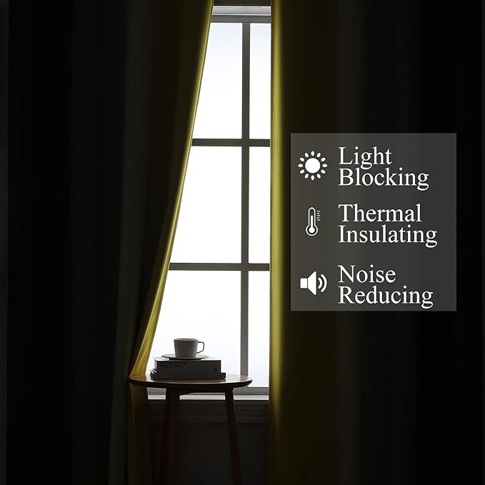 Brown and Yellow Blackout Curtains 52Wx72L Inch 2 Panels | Thermal Insulated - Image 3