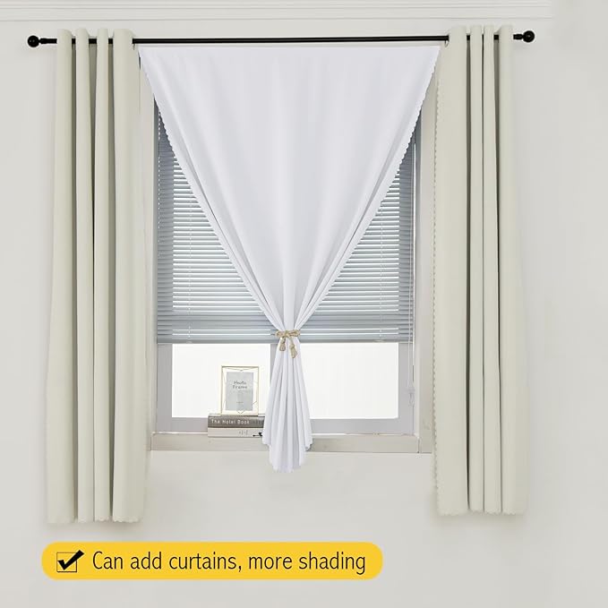 Thermal Blackout Curtains with Self-Adhesive Tape, No Rod No Drill Easy Install - Image 8