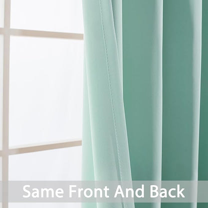 Yakamok Aqua Room Darkening Curtains 84 inch Sliding Door Drapes | 1 Extra-wide - Image 4