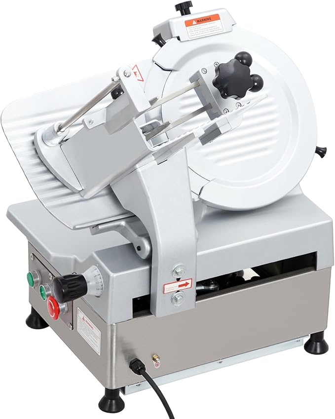 Commercial Dual Motor Meat Slicer 180W+370W | 12" Carbon Steel Blade, 0-7mm Adjustable - For Deli, Restaurant & Home Use
