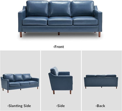 Kingfun 80" Faux Leather Sofa, 3 Seater Couch, Mid Century Modern Couches - Image 9