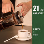 21 Ounce / 600ML French Press Coffee Maker - Stainless Steel & Borosilicate Glass, 4 - Filter for Smooth Brews - Perfect for Cold Brew, Espresso & Tea