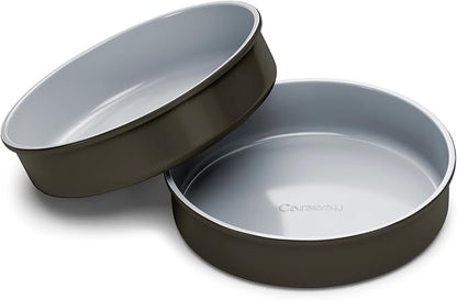 Caraway Non-Stick Ceramic 9” Circle Pans - Naturally Slick Ceramic Coating - Non-Toxic, PTFE & PFOA Free - Perfect for Birthday Cakes, Tartes, & More - Black