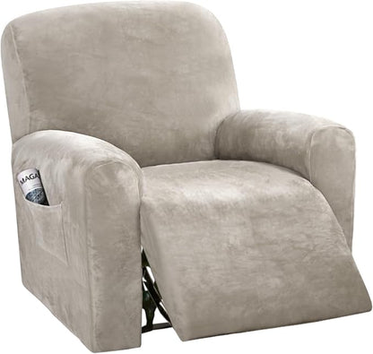 H.VERSAILTEX Velvet Stretch Recliner Couch Covers 4-Pieces Style Recliner Chair by HVERSAILTEX