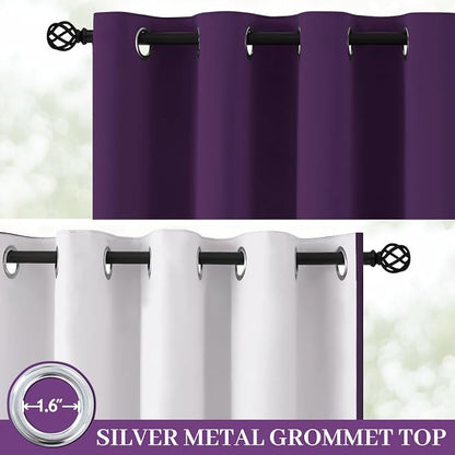 Yakamok Purple 100% Blackout Curtains 63 Inches Long - Image 2