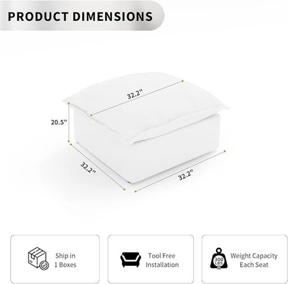 Waterproof Ottoman, Down Filled Comfort Footrest, Modular Sectional Cloud Sofa - Image 2