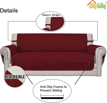 Easy-Going Reversible Couch Cover, Oversized Chair, Christmas Red/Ivory | - Image 3