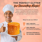 Bulk (20g) Orange Edible Glitter for Drinks | Premium Edible Glitter for Cakes Drink Brew Glitter Orange Edible Glitter Orange Cake Decorations Edible Orange Glitter for Strawberries Cocktail Glitter