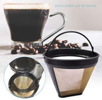 KEEPOW Reusable Coffee Filter Replacement 12-Cup, Compatible with Cuisinart Coffee Makers, Gold Tone Coffee Filter Basket 10-12 Cup