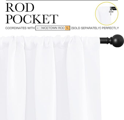 NICETOWN White Curtains, 50% Light Blocking Curtain Panels - Image 3