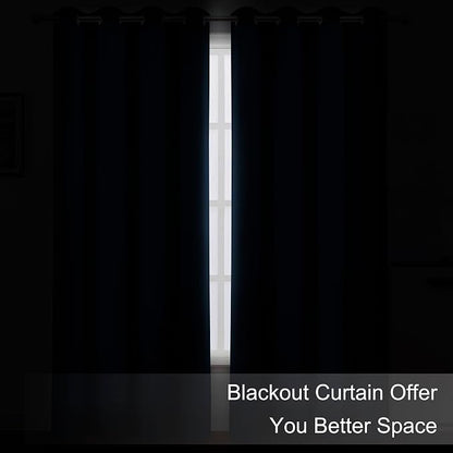 Blackout Curtains 66 x 95 inch/Navy Blue Curtains Set of 2 Panels/Thermal - Image 3