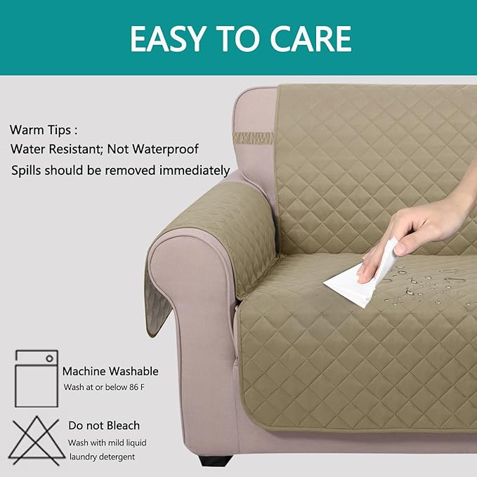 U-NICE HOME Reversible Recliner Chair Covers, Light Camel/Beige | 23''Armchair - Image 5
