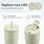 COKTIK 20oz Insulated Tumbler with Lid and Straw 2 Lids (Straw/Flip) Iced Coffee Cup Reusable Stainless Steel Travel Mug Water Bottle Cupholder Friendly for Women Men Her Him (Almond Birch)