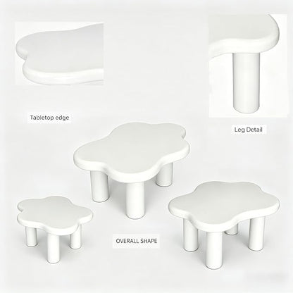 40" Cloud Coffee Table with 4 Round Table Legs, Modern Irregular Center Table - Image 3
