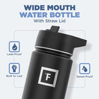 IRON °FLASK Camping & Hiking Hydration Flask with 3 Lids - Stainless Steel, Double Walled & Vacuum Insulated Water Bottle - Leak Proof & BPA Free (Day & Night, Straw - 18 oz)