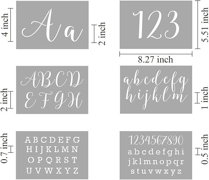 Stencils for Painting, 45 Pack, 4 Inch and 2 Inch Letter Stencils and Numbers, Symbols and Signs, Alphabet Stencils. Reusable Calligraphy Letter Stencils for Arts Crafts Painting Wood