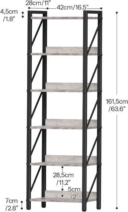 HOOBRO Bookshelf, 6-Tier Industrial Bookcase, Book Shelf Storage Organizer - Image 3