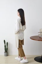 Cotton Linen Apron for Women - Adjustable Casual Apron with Pocktes, Great for Florist, Coffee House and Kitchen