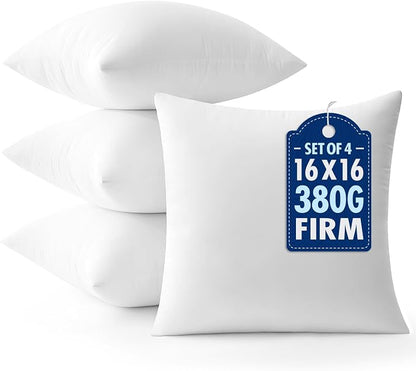 MIULEE 16x16 Throw Pillows Inserts 4 Pack, Decorative Pillows by MIULEE