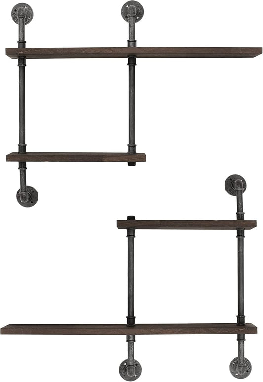 Industrial Pipe Shelving Wall Mounted, Rustic Floating Shelves Wall Shelf Unit by THRONKENGER