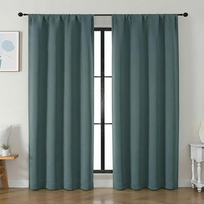 Simplebrand Ava Dark Green Blackout Curtains by Simplebrand