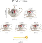 Bone China Tea Set, Vintage Floral Coffee Cups and Tea Sets, Porcelain Tea Set for Women Tea Party British, Christmas Gifts(Purple)