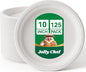 JOLLY CHEF Compostable Heavy Duty Plates 𝟭𝟬 𝗜𝗻𝗰𝗵 [𝟭𝟮𝟱 𝗣𝗮𝗰𝗸] Eco-Friendly Disposable White Paper Plates Made of Bagasse Biodegradable for Party Dinner Sugarcane Fibers Thanksgiving Day
