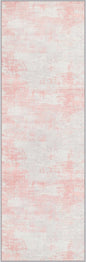 2.6x8 Washable Runner Rug：Modern Abstract Soft Carpet Pink White | by FXRHLP