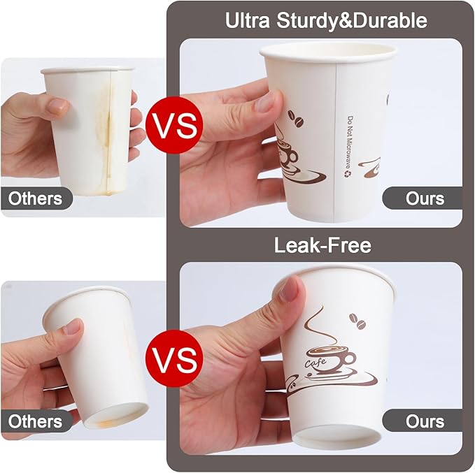Lamosi 500 Pack 12 OZ Coffee Cups, Disposable Paper Cups for Hot/Cold Beverage, Disposable Cups 12 oz, Leak-Free Paper Coffee Cups for Cafe, Restaurant, Office and Home