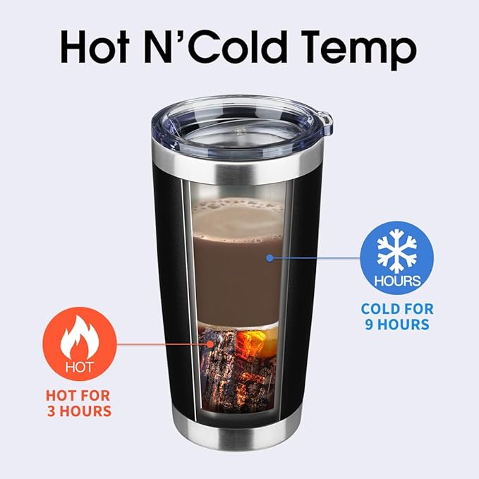 20oz Tumbler Bulk Stainless Steel Vacuum Insulated Tumblers with Lid Double Wall Travel Mug Durable Powder Coated Coffee Cup, Suitable for Ice Drinks and Hot Beverage (Black 1pack)