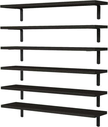 WOPITUES Wood Floating Shelves Set of 6, 24 inch Long Floating Shelves by WOPITUESOfficial