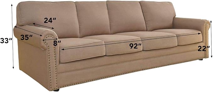 Easy-Going Stretch 4 Seater Oversized Sofa Couch Cover Khaki | 1-Piece Extra - Image 6