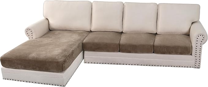 H.VERSAILTEX Velvet Stretch Sectional Couch Covers 4 Pieces Sofa Seat Cushion by HVERSAILTEX