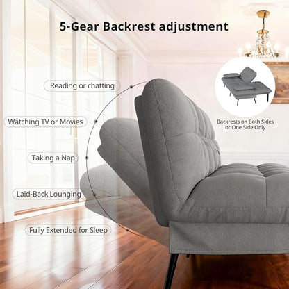 COMHOMA 72″ Futon Sofa Bed, Convertible Fabric Couch - Image 7