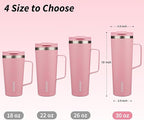 BJPKPK Insulated Tumbler with Handle, 30oz Insulated Tumblers with Lid and Straw, Stainless Steel Metal Water Bottles, Coffee Travel Mugs, Cups, Light Pink