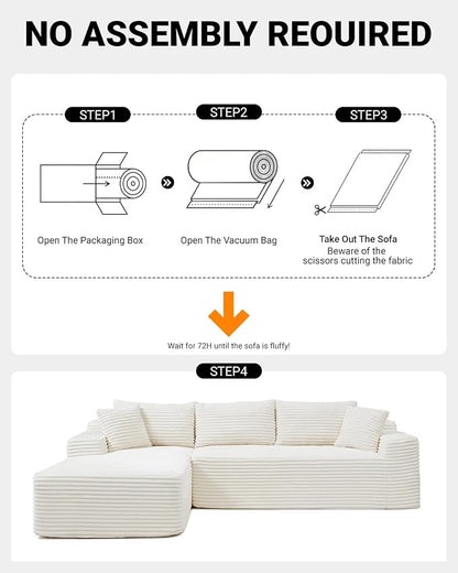 Cloud Sectional Couch, Corduroy Boneless Couches - Image 5